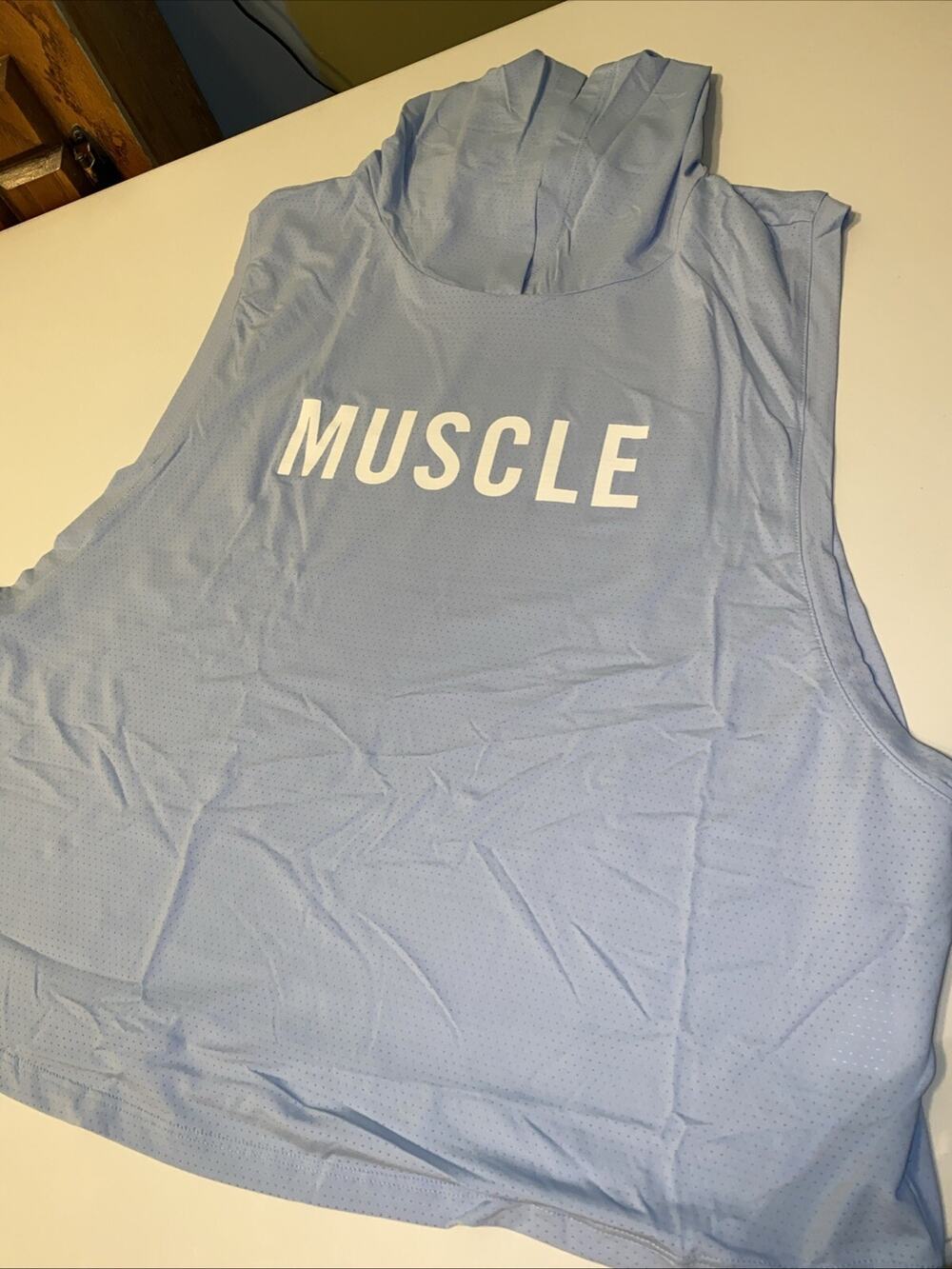 Barbella Box Ladies Muscle Sleeveless Hoodie Blue Size Large